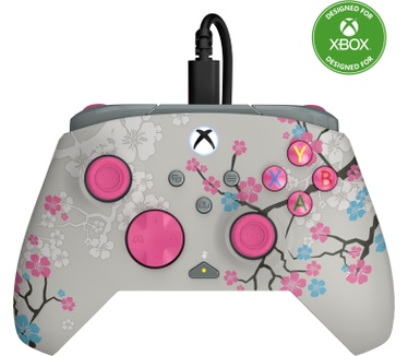 Turtle Beach Rematch Advanced bedrade gamecontroller voor XBOX & PC - Cherry Blossom, XBOX Series X|S, XBOX One, PC, 2 toewijsbare knoppen, Hall-effect-triggers, audiobediening, licht op Blauw, Grijs, Zwart