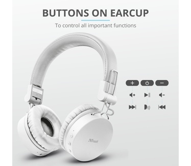 Trust Tones Bluetooth Wireless Headphones (Wit)