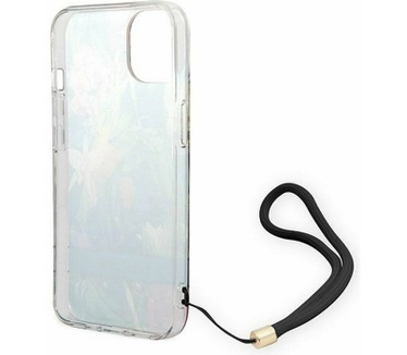 Guess Flower Back Case met Strap - Apple iPhone 14 (6.1") - Blauw Blauw
