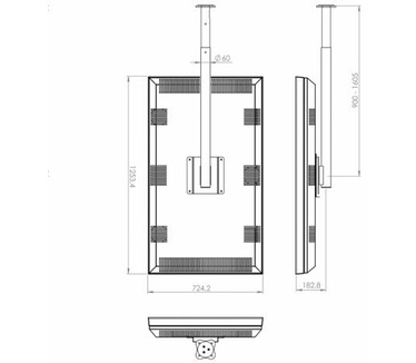 Hagor PLD Samsung OM55N Cover - hoogteverstelbare plafondhouder voor Samsung OM55N met back cover