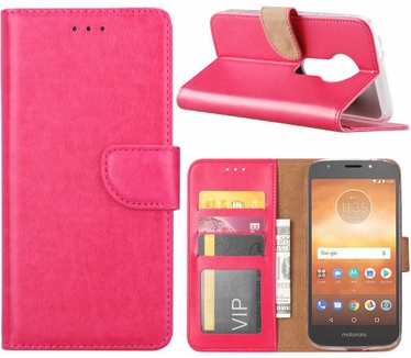 Luxe Lederen Bookcase hoesje voor de Motorola Moto E5 Play - Roze (Motorola Moto E5 Play) Roze