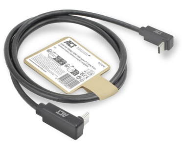 ACT USB 3.0 10Gbps 60W USB Type-C (haaks boven/beneden) naar USB Type-C (haaks boven/beneden) kabel, 0,5 meter