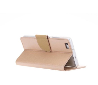 Luxe Lederen Bookcase hoesje voor de Huawei P8 Lite - Goud (Huawei P8 Lite) Goud