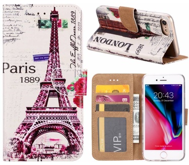 Parijs print lederen Bookcase hoesje voor de Apple iPhone 8 - Wit (Apple iPhone 8) Wit