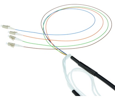 ACT 110 meter Multimode 50/125 OM3 indoor/outdoor kabel 4 voudig met LC connectoren Blauw