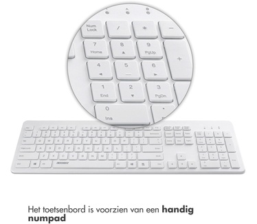 Accezz Premium Desktop QWERTY Bluetooth Keyboard - Wit