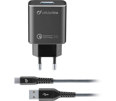 Cellular Line EXTREME CHARGER KIT 18W - TYPE-C HUAWEI, LG, ASUS, ... Extra-tough 18W fast charger and cable