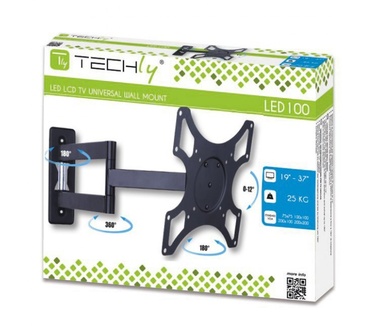 Techly 19-37" Wall Bracket for LED LCD TV Tilt 3 Joints Black" ICA-LCD 2903