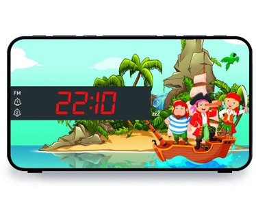 Bigben Interactive Wekkerradio voor kinderen met LED display - piraten