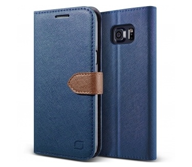 Lific Saffiano Wallet Case Samsung Galaxy S6 edge Plus - DarkBlue/Brown