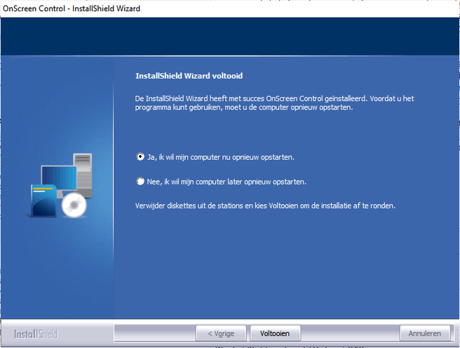 OnScreen Control-installer uit het jaar kruik
