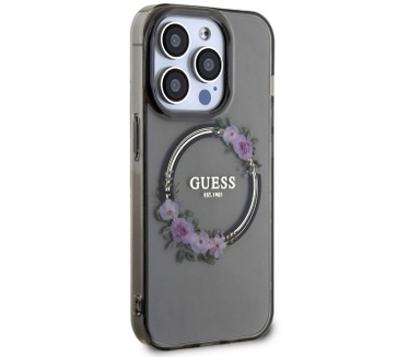 Guess Glossy Ring Back Case - Apple iPhone 14 Pro Max (6.7") Zwart Zwart