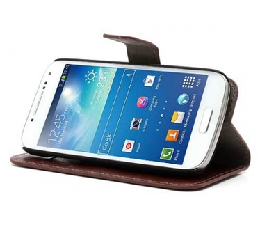 Kees KEES Lederlook Portemonnee Hoesje Samsung Galaxy S4 Mini - Bruin