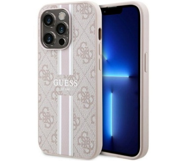 Guess 4G Printed Stripe Back Case iPhone 14 Pro Max (6.7") - Roze Roze
