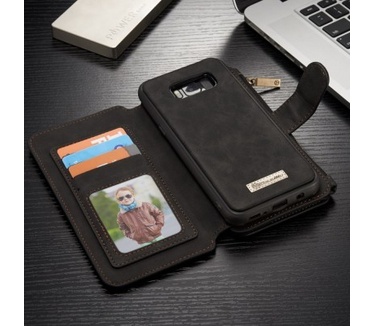 Caseme Samsung Galaxy S8 Plus Lederen Portemonnee Hoesje - uitneembaar met backcover (zwart)