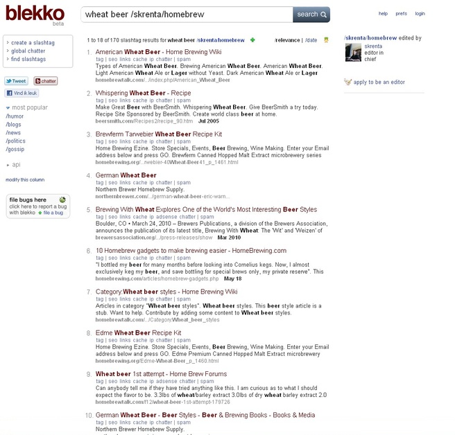 slashtag zoeken Blekko