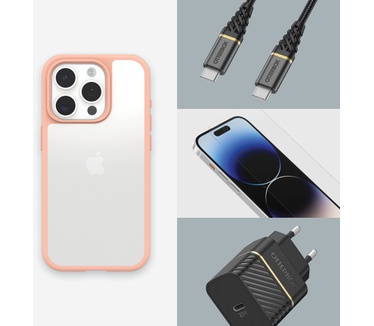 Otterbox React Series voor iPhone 15 Pro, Peach Perfect (Peach) - Geen retailverpakking