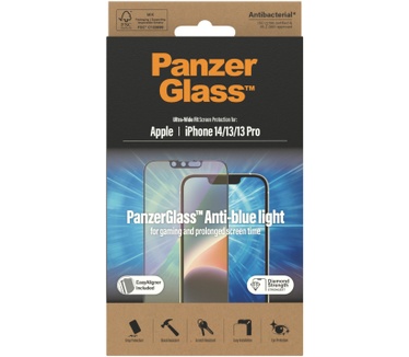 PanzerGlass Ultra Wide Fit, Anti Bluelight (iPhone 14 / 13 / 13 Pro)