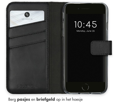 Selencia Echt Lederen Bookcase iPhone SE (2022 / 2020) / 8 / 7 / 6(s)
