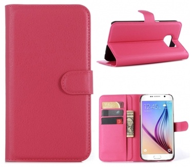 Kees Lederlook Portemonnee Hoesje Samsung Galaxy S7 Plus - Roze