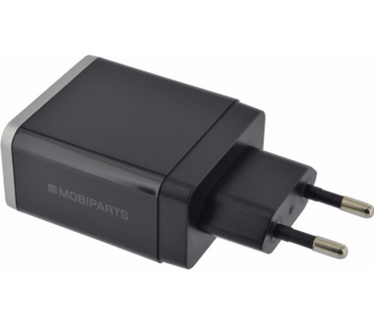 Mobiparts Wall Charger Dual USB 2.4A + Micro USB Cable Black
