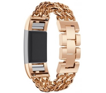 qMust Fitbit Charge 2 Armband Double Chain Style - Rose Goud