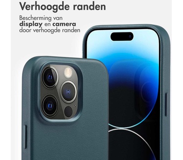 Accezz MagSafe Leather Backcover iPhone 14 Pro - Donkergroen