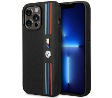 BMW M Tricolor Back Case - Apple iPhone 14 Pro Max (6.7") - Zwart Zwart