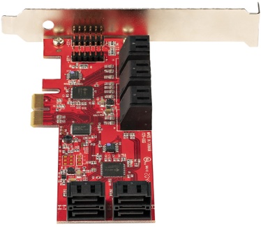 Startech.com SATA PCIe Kaart, 10 Port PCIe SATA Uitbreidingskaart, 6Gbps, Low/Full Profile, Stacked SATA Connectors, ASM1062 Non-Raid, PCI Express naar SATA Converter/Adapter