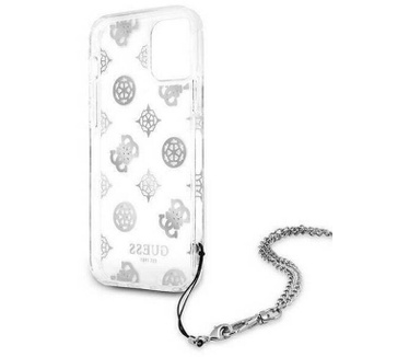 Guess Peony Hard Case met Strap - iPhone 12/12 Pro (6.1") Zilver Zilver