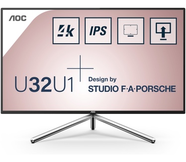 AOC U32U1 Zilver, Zwart