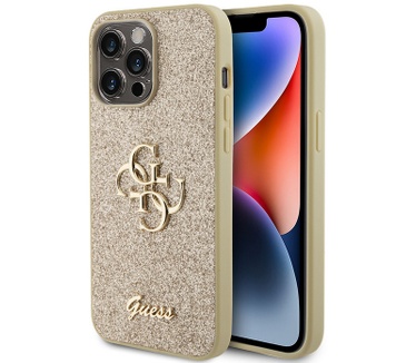 Guess 4G Glitter Back Case Apple iPhone 15 Pro Max (6.7") - Goud Goud