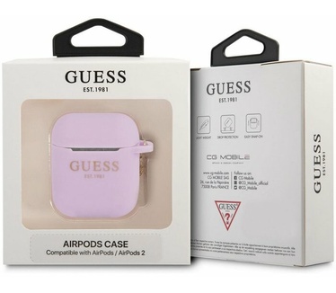 Guess Charms Silicone Case voor Apple Airpods 1 & 2 - Paars Paars