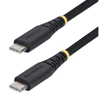 Startech.com 1m USB-C Laadkabel, 60W (3A) PD, Dual-Layer Gevlochten Nylon/TPE Mantel, Robuuste USB Type-C Oplaadkabel, USB 2.0 Fast Charge Kabel