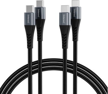 Intenso CHARGING / DATA CABLE C240C / 2 METER / DUBBEL PACK / ZWART
