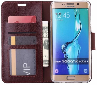 Luxe Lederen Bookcase hoesje voor de Samsung Galaxy S6 Edge Plus - Bruin (Samsung Galaxy S6 Edge Plus) Bruin
