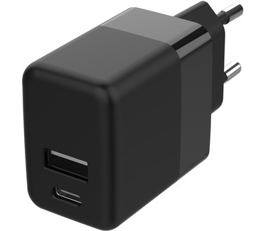 Accezz Wall Charger - Oplader - USB-C en USB aansluiting - Power Delivery - 20 Watt - Zwart