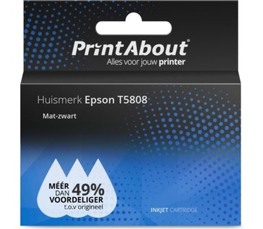 PrintAbout Huismerk Epson T5808 Inktcartridge Mat-zwart