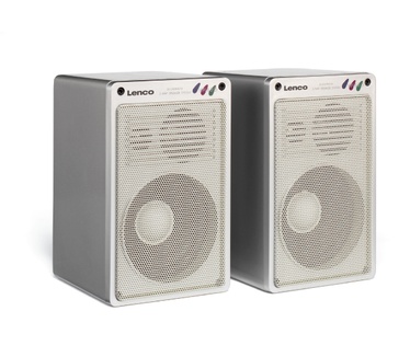 Lenco 3 Weg Aluminium Mini Hifi Luidsprekers Zilver