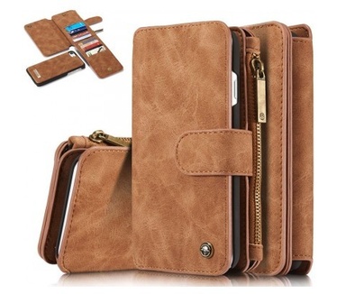 Caseme iphone 7 Luxe Lederen Portemonnee Hoesje - uitneembaar met backcover (bruin)