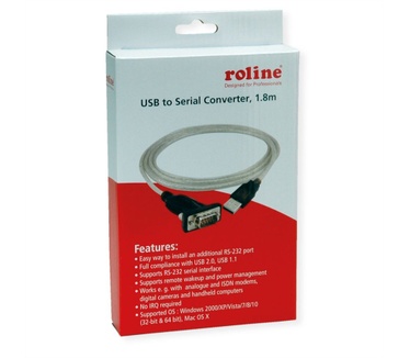 Roline Converter kabel USB - serieel, 1,8 m Grijs