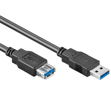 Eeconn USB 3.0 Verlengkabel, A - A, Zwart, 1.5m
