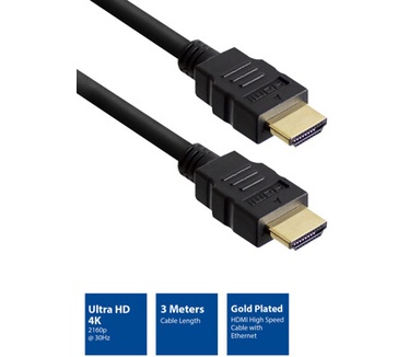 Ewent High Speed HDMI kabel met ethernet, 3 Meter Zwart Zwart