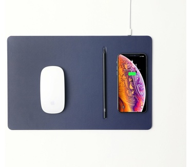 Pout HANDS3 PRO Fast Wireless Charging Mouse Pad - Blauw