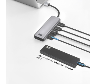 ACT USB-A hub 3.0, 2x USB-A, 2x USB-C with USB-C 5V Powerport