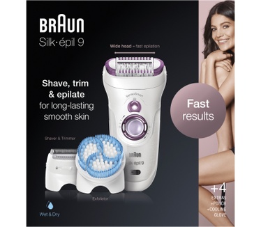 Braun Braun Silk-épil 9 Epilator voor Langdurige Ontharing, 4 extra’s, etui, verkoelende handschoen, 9-735