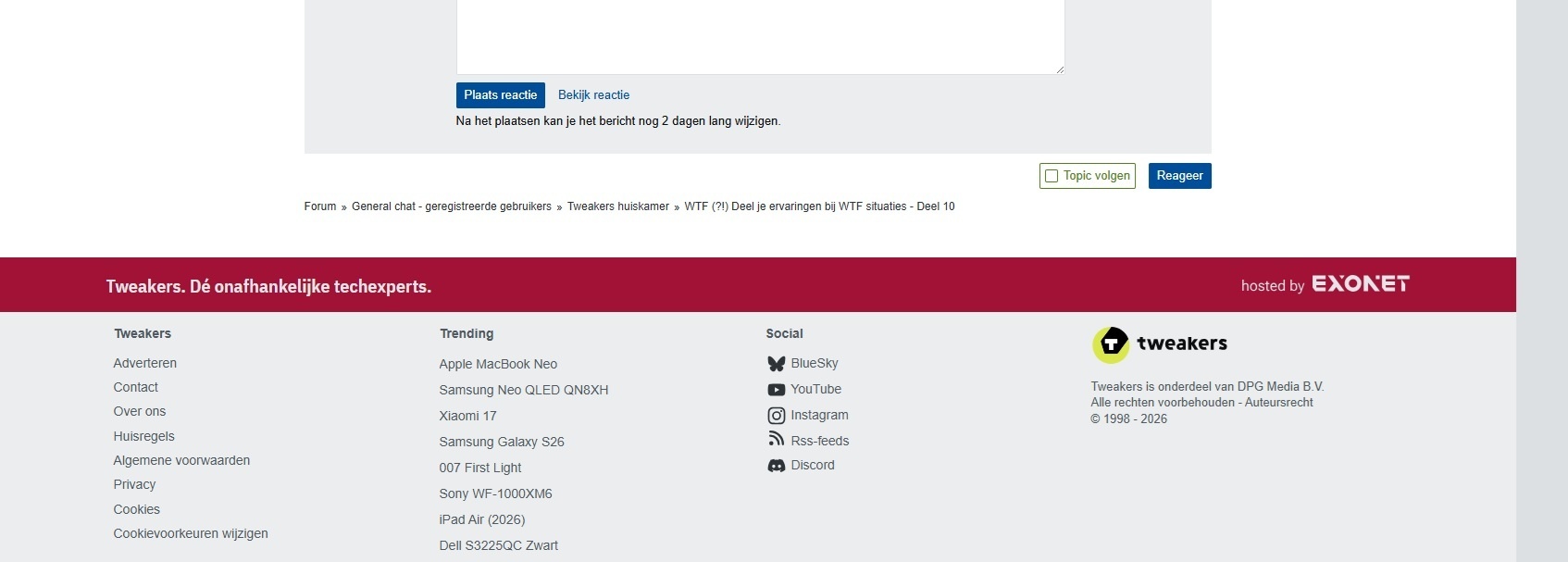 Tweakers - onderkant website