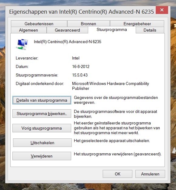 problematische Centrino 6235-driver op Windows 8