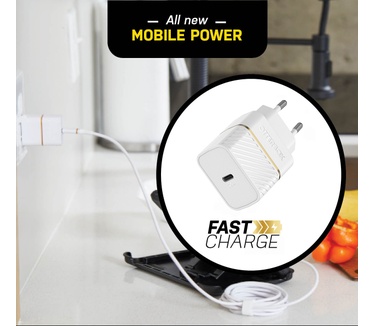 Otterbox EU Wall Charger 20W - 1X USB-C 20W USB-PD, Cloud Dust White