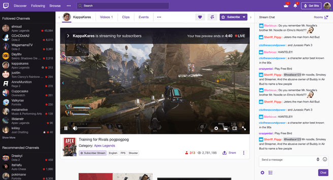 Twitch Subscriber Stream
